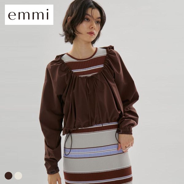 エミ Movique ギャザーショートフーディー 撥水 UVカット 接触冷感 emmi レディース 全2色