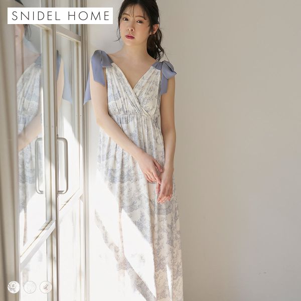 スナイデルホーム Moilis 肩リボンワンピース カップイン カップ付き パッド付き パジャマ ルームウェア SNIDEL HOME レディース 全3色|SHIROHATO(白鳩)