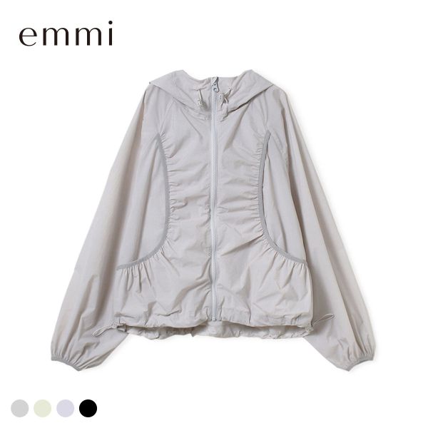 エミ ONLINE限定カラーあり ギャザーディテールナイロンブルゾン セットアップ対応 撥水 emmi レディース 全4色｜SHIROHATO（白鳩）