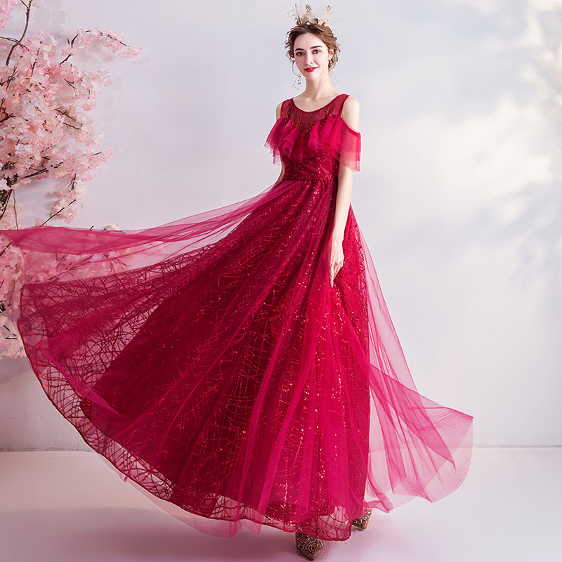 ロングドレスカラードレスレッドお花嫁ドレスパーティードレスお嬢様結婚式ウェディングドレス二次会ドレスイブニングドレス赤演奏会成人式社交お呼ばれお嬢様大きい小きいセミオーダー/編み上げ｜シロイ商店店