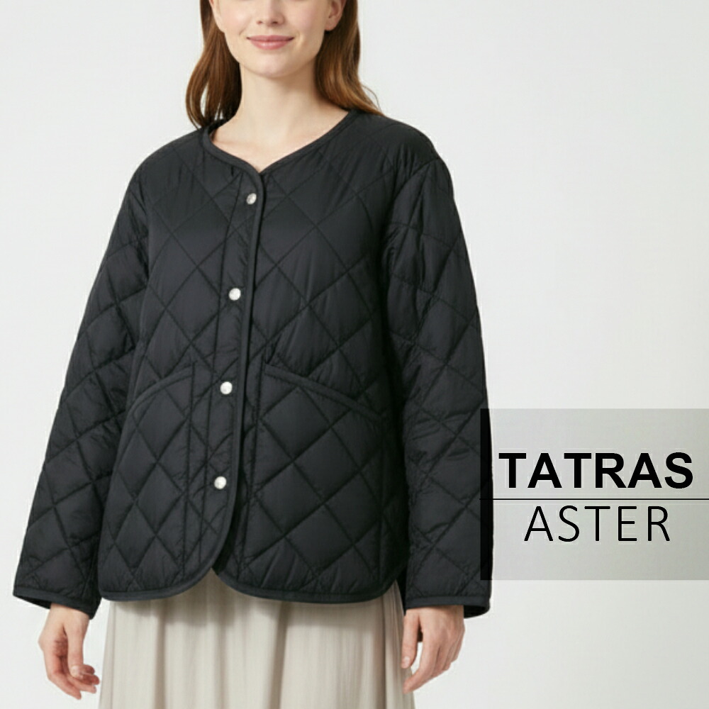 タトラス アスター ダウン レディース TATRAS ASTER ショート 丈 女性用 ダウンジャケット ダウンコート アウター 襟無し ナイロン シンプル 防寒リラックス シルエット ボタン ゆったり｜シロクロ【白黒Tシャツ専門】