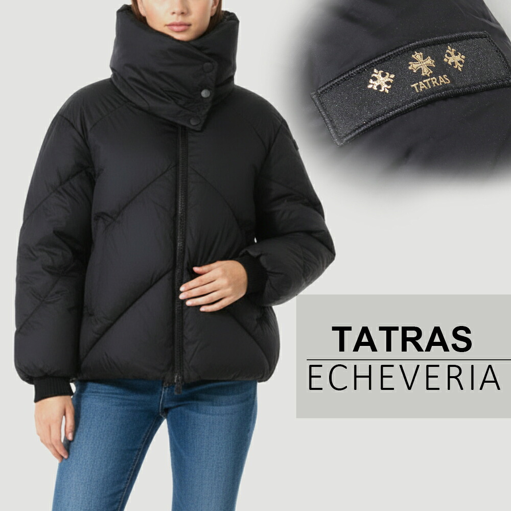 タトラス エチェヴェリア ダウン レディース TATRAS ECHEVERIA マフラー 付き ショート 丈 女性用 ダウンジャケット ダウンコート アウター ダウンマフラー 取り外し スタンドカラー 防寒 ボリューム シルエット リブ袖 スタイリッシュ