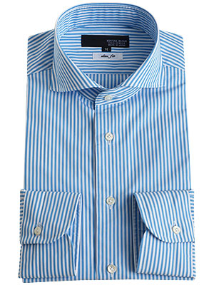 楽天市場 日本製 綿100 ホリゾンタルカラーメンズドレスシャツ サックスストライプ Jovial Rush ワイシャツ 長袖 ビジネス Yシャツ ブルー系 Suit Story