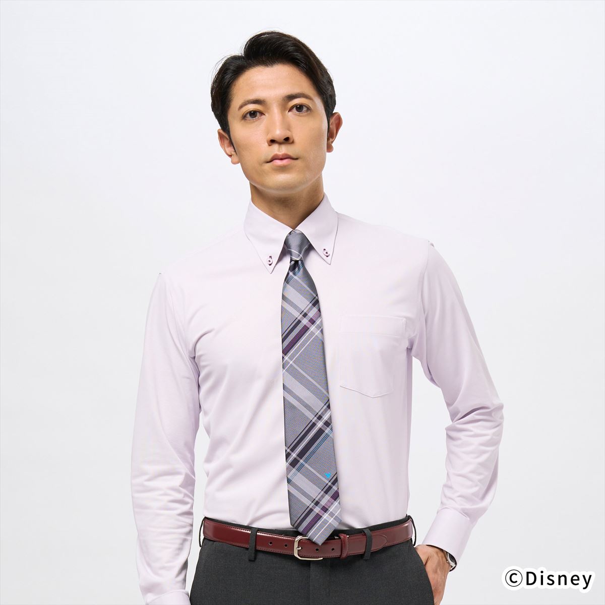 【期間限定セール】【38%OFF】【SALE】【ディズニー】 ボタンダウン 長袖 形態安定 ニットシャツ ヘリンボーン画像