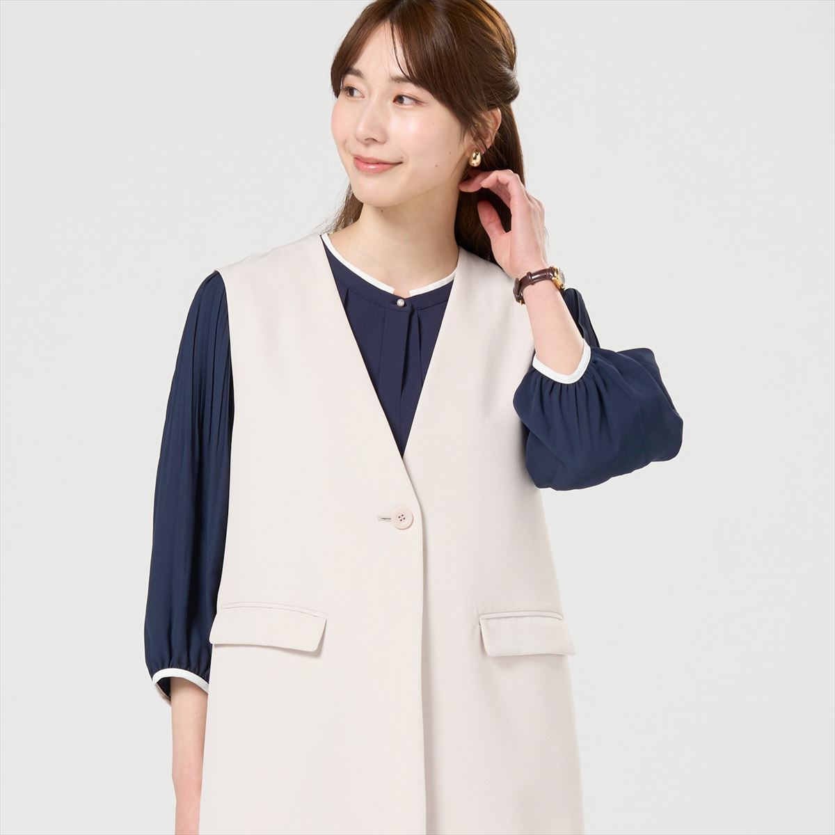 【14%OFF】【SALE】【公式】東京シャツ ロングジレ ダブルクロス素材 セットアップ可能 レディース