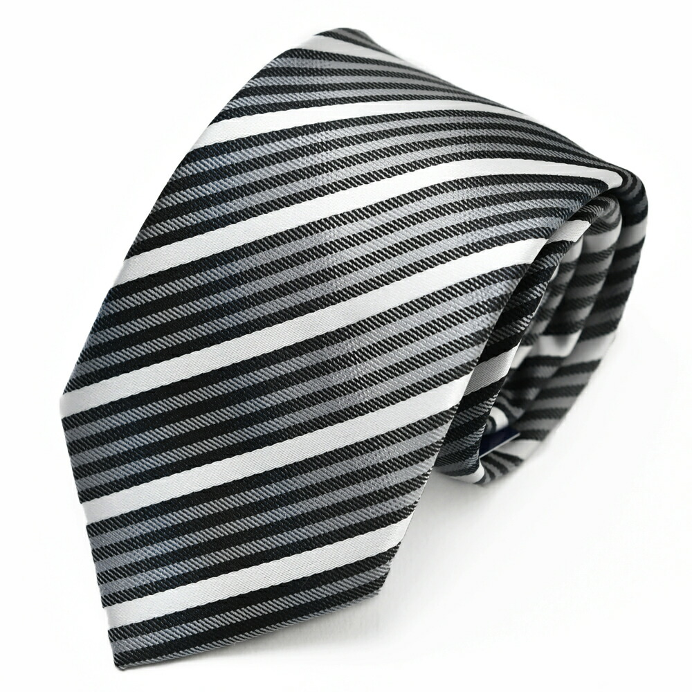 楽天市場】ネクタイ 黒 ブラック グレー 灰色 ストライプ メンズ
