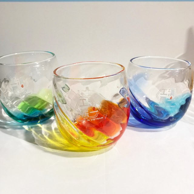 豪奢な 琉球ガラス村 泡花見グラス 全5色 ガラス グラス ベトナム 沖縄