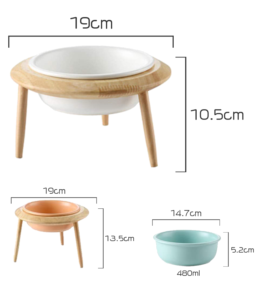 Shitamachi Pet Tableware Stand Ufo Wooden Height Adjustment