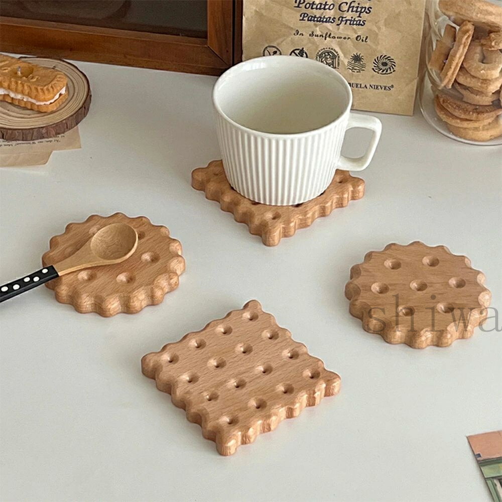 楽天市場】木製 コースター 2個セット ビスケット型 ウォール