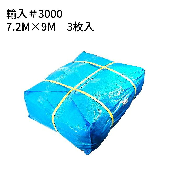 ブルーシート#3000 輸入 厚手 7.2m×9m 3枚(1梱包) (SK)＜法人宛限定＞ ｜ 敷物 対策 海水浴 キャンプ 行楽 花見
