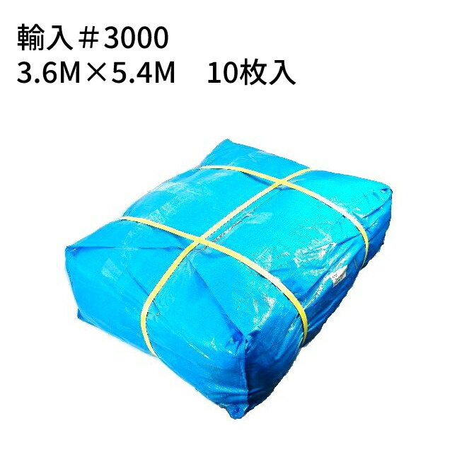 ブルーシート#3000 輸入 厚手 3.6ｍ×5.4ｍ 10枚(1梱包) (T) ＜法人宛限定＞｜ 敷物 対策 海水浴 キャンプ 行楽 花見