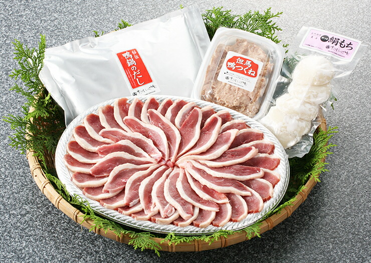 鴨肉・鴨のつくね・鴨のだし汁・餅のセット <br>但馬　あいがも鍋セット（3～4人前）産地直送 送料無料 自然堂本舗<BR>アイガモ ご家庭用にも、ご贈答用にも最適です。