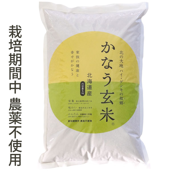 ★★在庫限り★★【4月新商品】令和6年産 栽培期間中農薬不使用 北海道産 かなう玄米（5kg）【玄米酵素】□