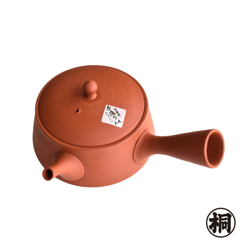 『平型急須 玉光朱』 使いやすい急須 おしゃれ手になじむ お茶がおいしく入るプロ愛用急須 常滑焼 とこなめ焼 急須 セラメッシュ茶こしも陶器｜静岡茶の通販 葉桐