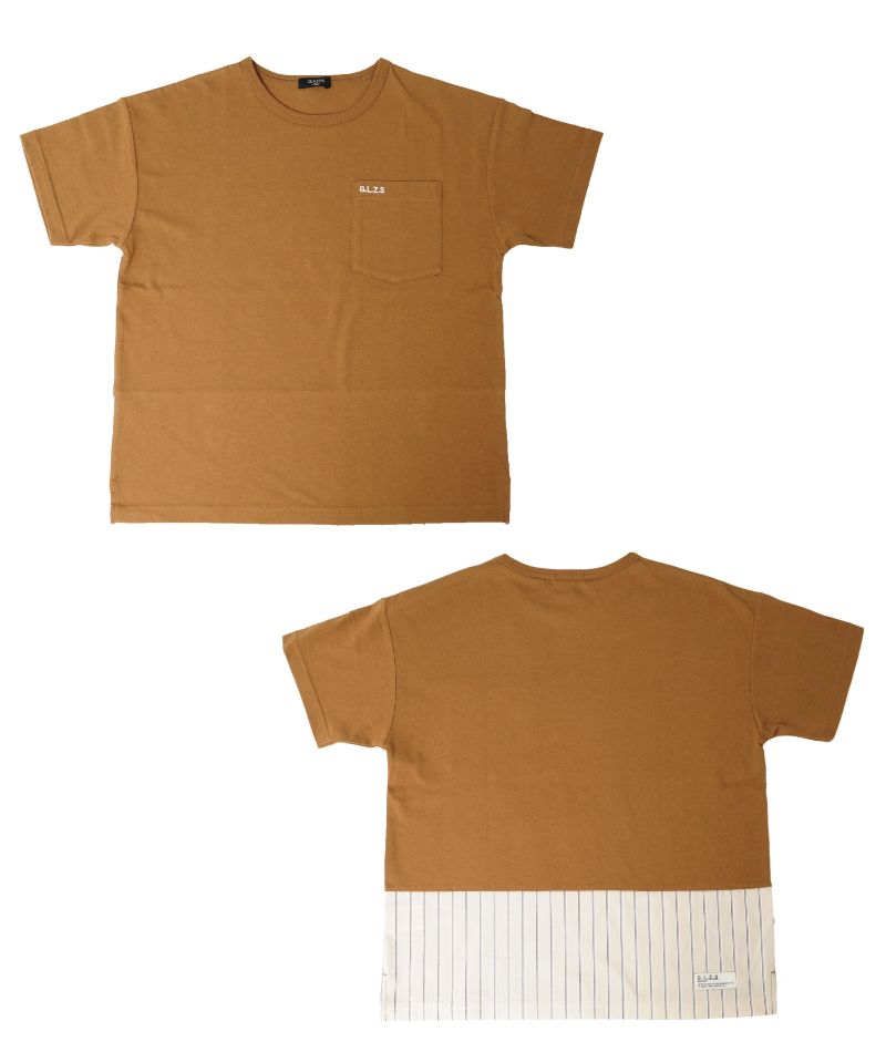 楽天市場 セール Glazos 天竺 ドロップショルダーストライプ切替半袖tシャツ 子供服 男の子 カジュアル アメカジ キッズ ジュニア 半t ビッグシルエット ストライプ柄 おしゃれ かっこいい 刺繍 130cm 140cm 150cm 160cm 170cm グラソス 夏 子供服のs H 楽天市場店