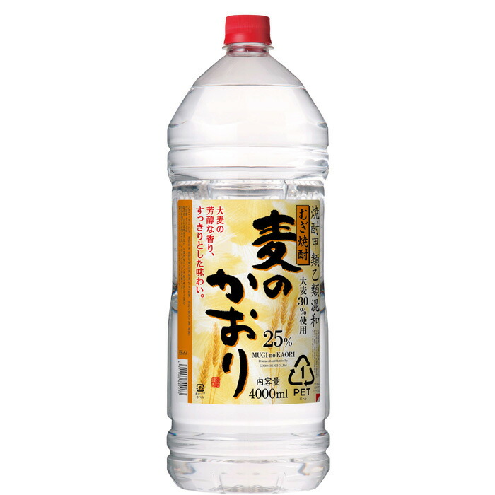 アサヒ 麦焼酎 かのか 25度 4L 4000ml×4本 ペットボトル 1ケース u-yu