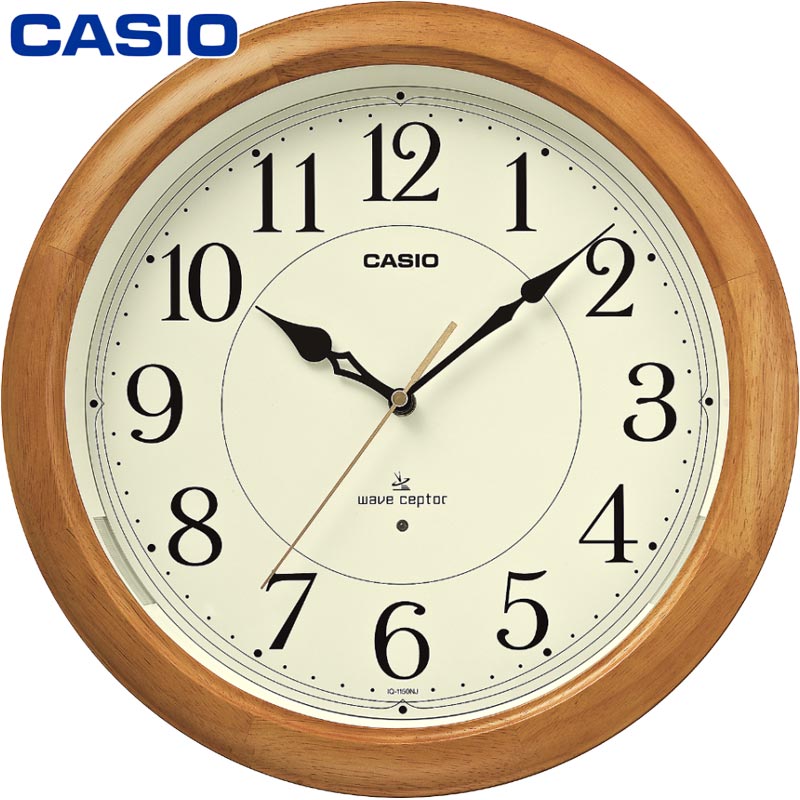 カシオ メンズ レディース 時計 ウォッチ 掛け時計 電波 夜見えライト シンプル ブラウン 茶色 送料無料 CASIO IQ-1150NJ