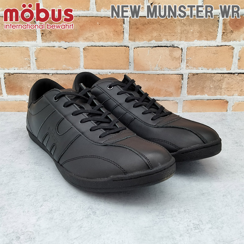 モーブス メンズ NEW MUNSTER WR ニュー ミュンスタ―WR スニーカー 靴 シューズ 撥水 本革 レザー オールブラック 通勤 仕事 ビジネス 抗菌防臭 ブラック 黒 送料無料 mobus M-2308WR