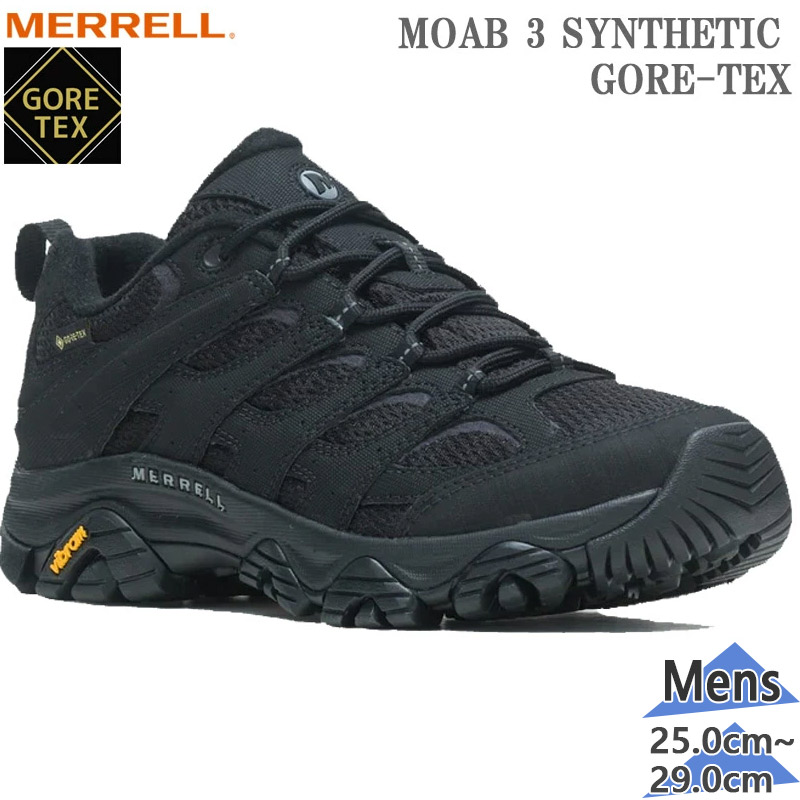 メレル メンズ MOAB 3 SYNTHETIC GORE-TEX モアブ スリー シンセティック スニーカー 靴 シューズ ゴアテックス 雨合羽 山登り 山歩き M500239 黒いこと 黒 貨物輸送無料 MERRELL J500239 メンズ靴-スニーカー-靴