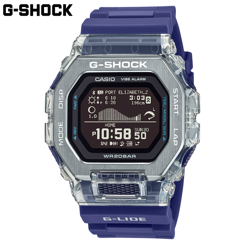 国内正規品 カシオ メンズ G-SHOCK Gショック 時計 ウォッチ 腕時計 20気圧防水 モバイルリンク トレーニング サーフィン タイドグラフ ブルー 送料無料 CASIO GBX-100S