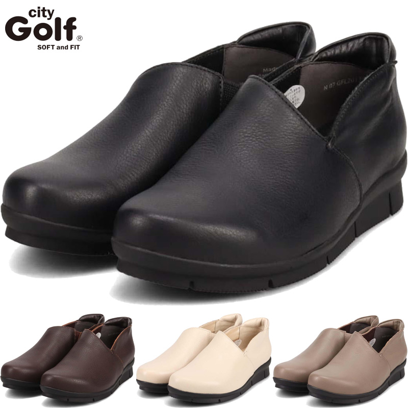 3E 幅広 ワイド ゴルフ レディース City Golf ソフトな1枚革仕様 ゆったり足入れのカジュアルシューズ 靴 シューズ カジュアル おしゃれ ホワイト 白 ブラック 黒 ブラウン 茶色 送料無料 GOLF GFL20136