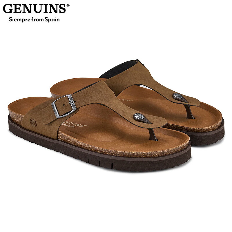 GENUINS メンズ GENUINS ROSAS トングサンダル 靴 シューズ コンフォート ヴィーガン トゥポスト 軽量 歩きやすい 疲れにくい ブラウン 茶色 送料無料 GENUINS G105748JT 6,931円