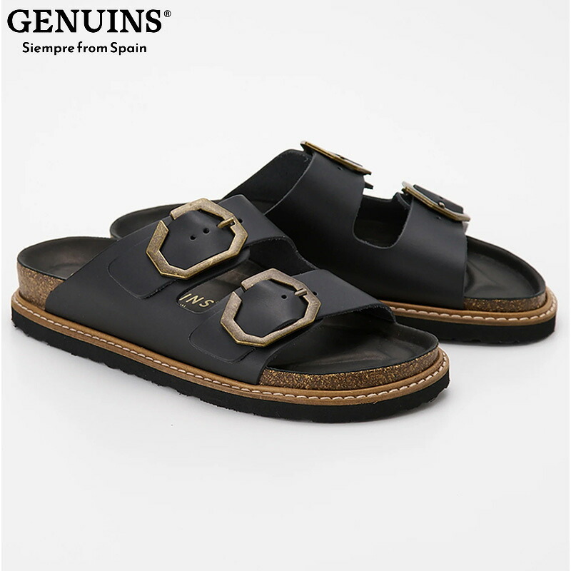 GENUINS レディース GENUINS GALIA バックル付きサンダル 靴 シューズ コンフォート 歩きやすい 疲れにくい ブラック 黒 送料無料 GENUINS G105683JT