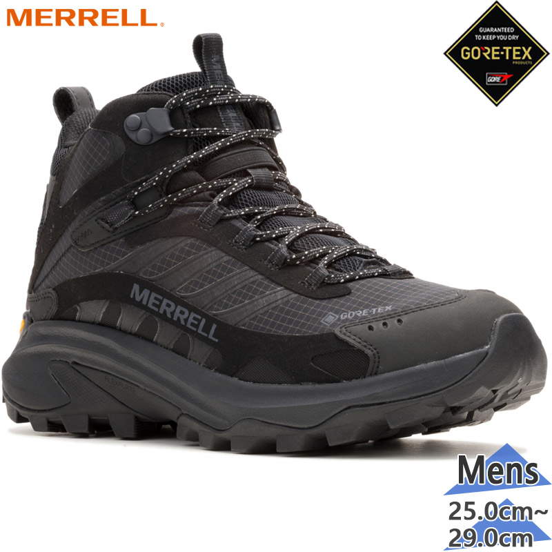 メレル メンズ MOAB SPEED 2 MID GORE-TEX R モアブ スピード ミッド ゴアテックス スニーカー 靴 シューズ 防水 登山 トレッキング ヴィブラム ブラック 黒 送料無料 MERRELL M037501