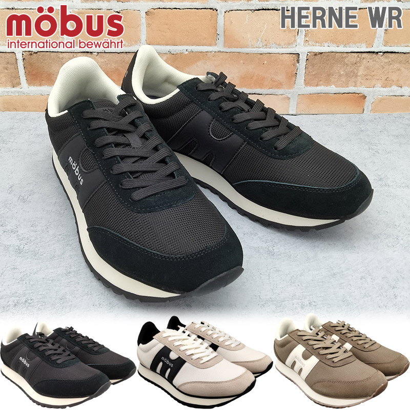モーブス メンズ HERNE WR ヘルネ WR スニーカー 靴 シューズ カジュアル シンプル ローカット 紐靴 撥水 クッションインソール 歩きやすい ホワイト 白 ブラック 黒 カーキ 送料無料 mobus M-2512WR