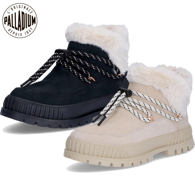 パラディウム レディース PALLASHOCK LO HIVER ブーツ 靴 シューズ ショート おしゃれ かわいい 撥水 厚底 ボア 保温 スエード ブラック 黒 ベージュ 送料無料 PALLADIUM 99516