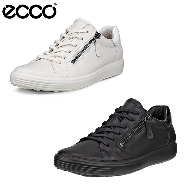 残響音 レディース ECCO soft 7 side zip women スニーカー 靴 シューズ なめし革 姿勢ファスナー ロングスピード競技 エクストラワイドサイズ 白いこと 白 黒いこと 黒 貨物輸送無料 ECCO 490553