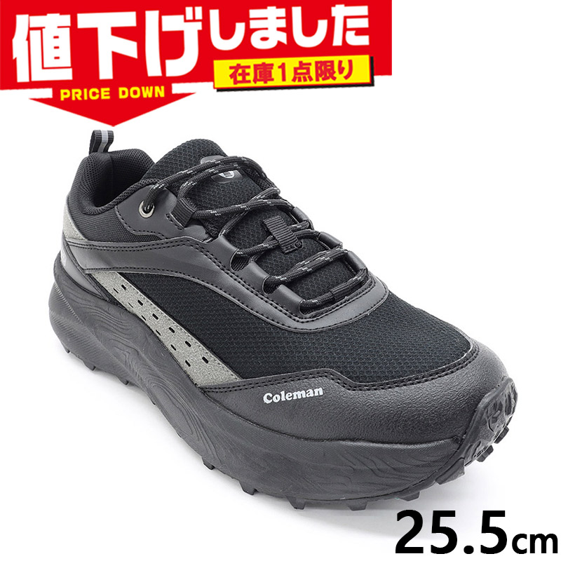 在庫1点限り 25.5cm コールマン メンズ スニーカー 靴 シューズ キャンプ アウトドア 防水 厚底 防滑 雨の日 ブラック 黒 送料無料 coleman 1X527CHｺｰﾙﾏﾝ 4,897円