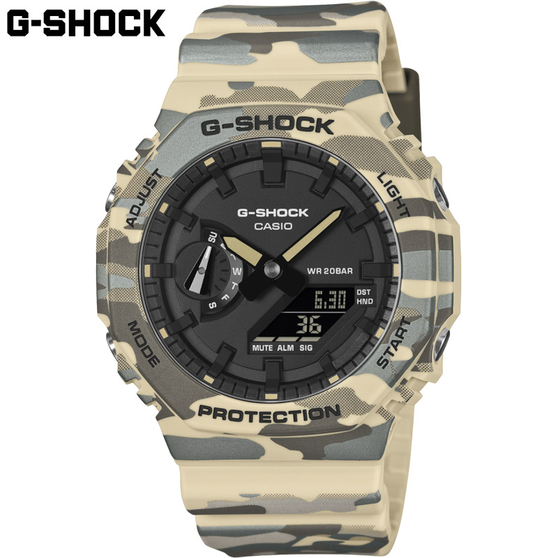 国内正規品 カシオ メンズ G-SHOCK Gショック 腕時計 ウォッチ カモフラージュ 迷彩 ミリタリー 衝撃に強い 20気圧防水 送料無料 CASIO GA-2100CM｜子供靴専門店シューアイキッズ