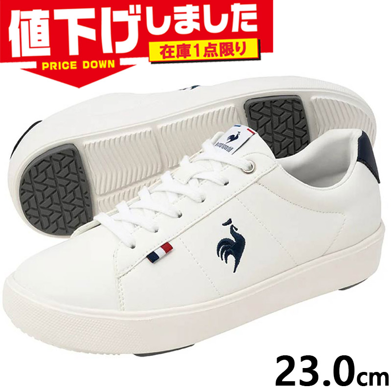 在庫1点限り 23.0cm 3E相当 幅広 ワイド デサント レディース ルコック LCS シェル バウンド スニーカー 靴 シューズ 消臭 軽量 ローカット 紐靴 ホワイト 白 送料無料 DESCENTE LU5SSN05LZ
