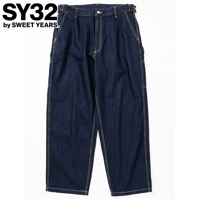 SY32 メンズ WIDE PAINTER DENIM PANTS アパレル カジュアル ボトムス ワイドデニムパンツ シンプル ブルー 青 送料無料 SYthirty-two 32-26SN1-24｜子供靴専門店シューアイキッズ