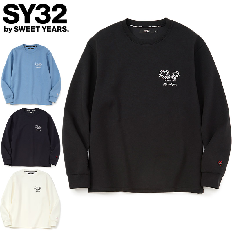 SY32 メンズ MINI LOGO SWEAT L/S TEE 御召しもの 心地好い トップス 長袖 プルオーバー 白いこと 白 黒いこと 黒 米国海軍 青み 青 貨物輸送無料 SYthirty-two 15510