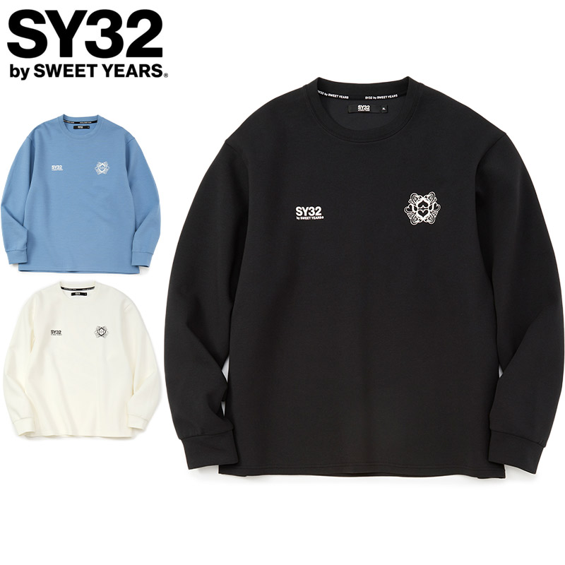 SY32 メンズ SYMBOLIC MARK SWEAT L/S TEE 御召しもの 心地好い トップス 長袖 再帰照りかえす 消臭 運動すること 運動競技 白いこと 白 黒いこと 黒 青み 青 貨物輸送無料 SYthirty-two 15509