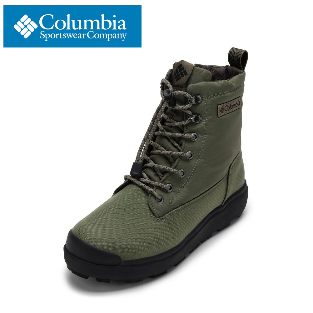 【全品P5倍!21日~24日】コロンビア Columbia YU8517 メンズ靴 靴 シューズ ブーツ ショートブーツ ミドル丈 防寒 防水 ジップアップ ファスナー ドローコード 着脱簡単 カジュアル グリーン|靴・チヨダ店