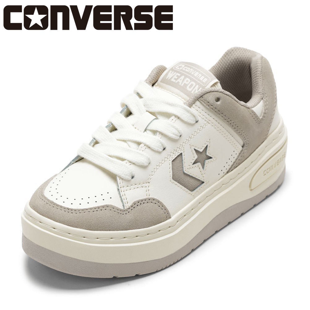 【全品P5倍！6日～9日まで】コンバース CONVERSE 34202191L レディース靴 靴 シューズ 2E 厚底スニーカー WEAPON PLTS OX ウエポン ローカットスニーカー ブランド 人気 ホワイト×グレー