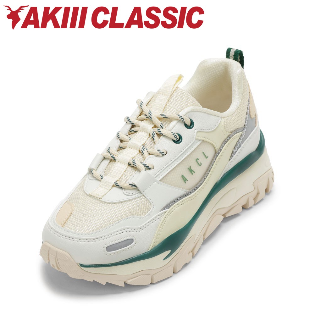 アキクラシック AKIII CLASSIC AKC0003-IVG レディース靴 靴 シューズ 2E相当 スニーカー ダッド シューズ 厚底 ボリュームソール AKIII URBAN TRACKER アーバントラッカー 反射板 トレンド ローカットスニーカー 人気 ブランド アイボリー