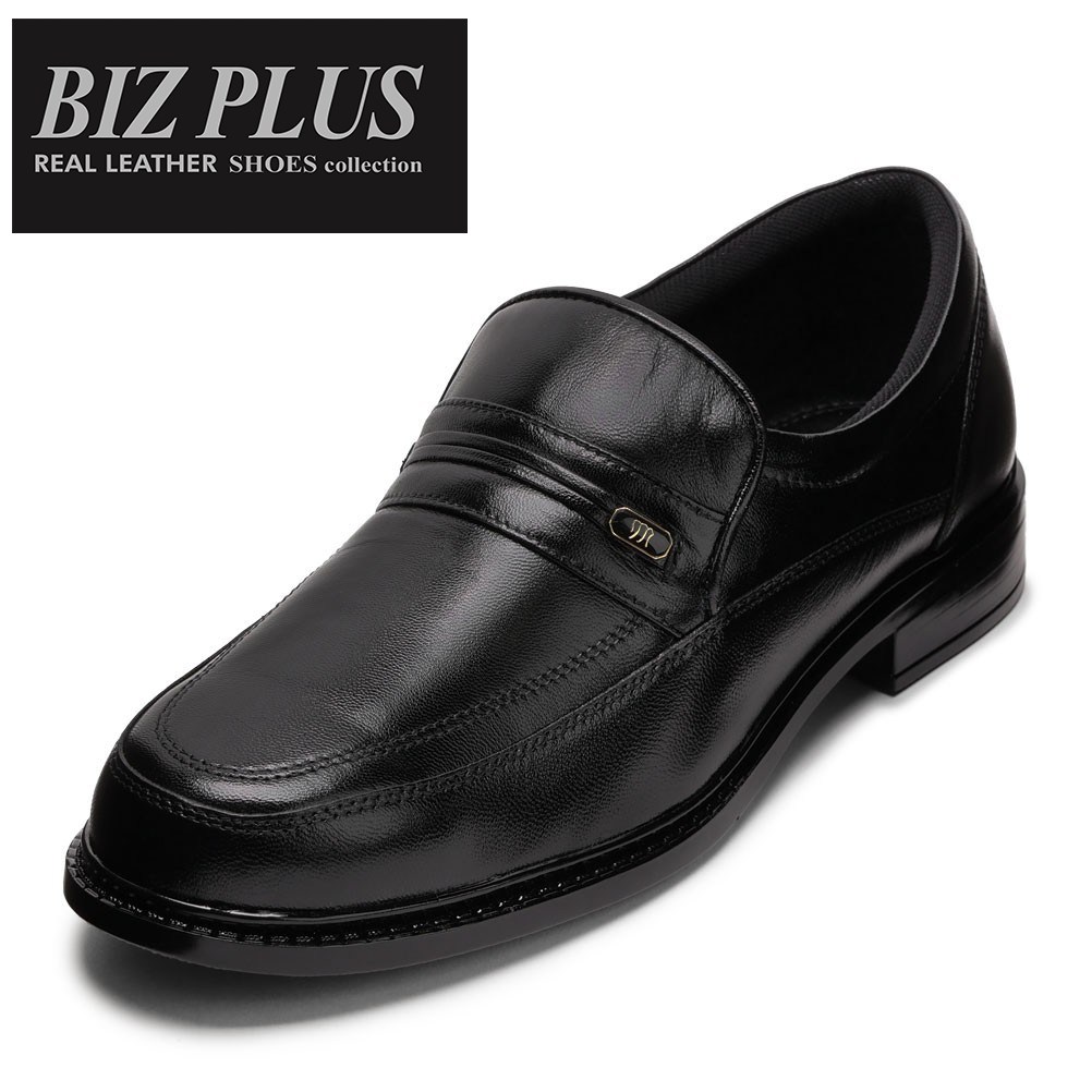 ビズプラス BizPlus 5556 メンズ靴 靴 シューズ 4E ビジネスシューズ 革靴 ローファー 幅広 4E ゆったり 通勤 オフィス 柔らかい 屈曲性 ブラック