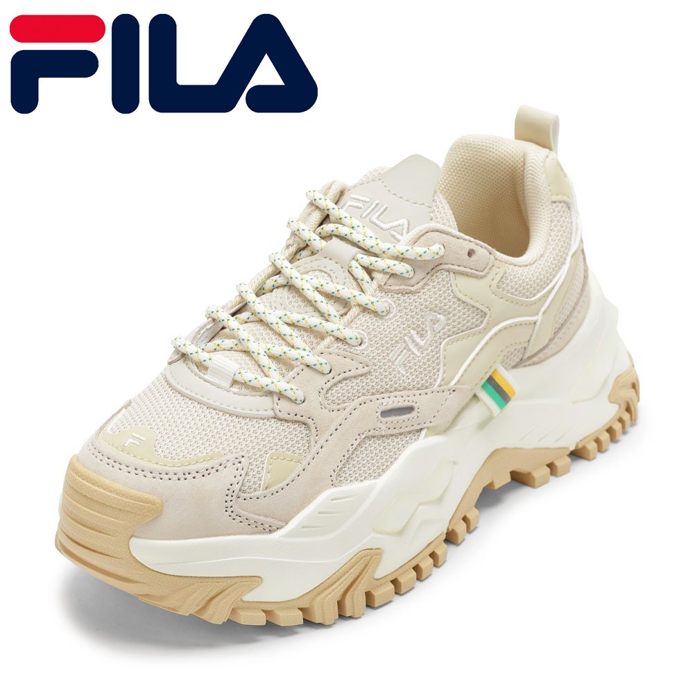 【全品P5倍！21日～24日】フィラ FILA 1RM02760G-920 レディース靴 靴 シューズ 2E相当 スニーカー ダッド シューズ 厚底 通気性 メッシュ TWAINMAX トゥワインマックス ボリュームソール ローカットスニーカー 人気 ブランド ベージュ｜靴・チヨダ店