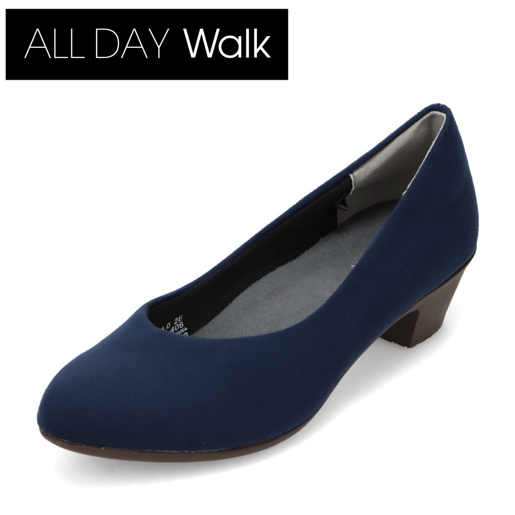 オールディ・ウォーク ALL DAY Walk ALD 3030 レディース靴 靴 シューズ 2E相当 パンプス ローヒール 吸水 抗菌 防臭 オフィス ビジネス 通勤 セレモニー 冠婚葬祭 シンプル ネイビー
