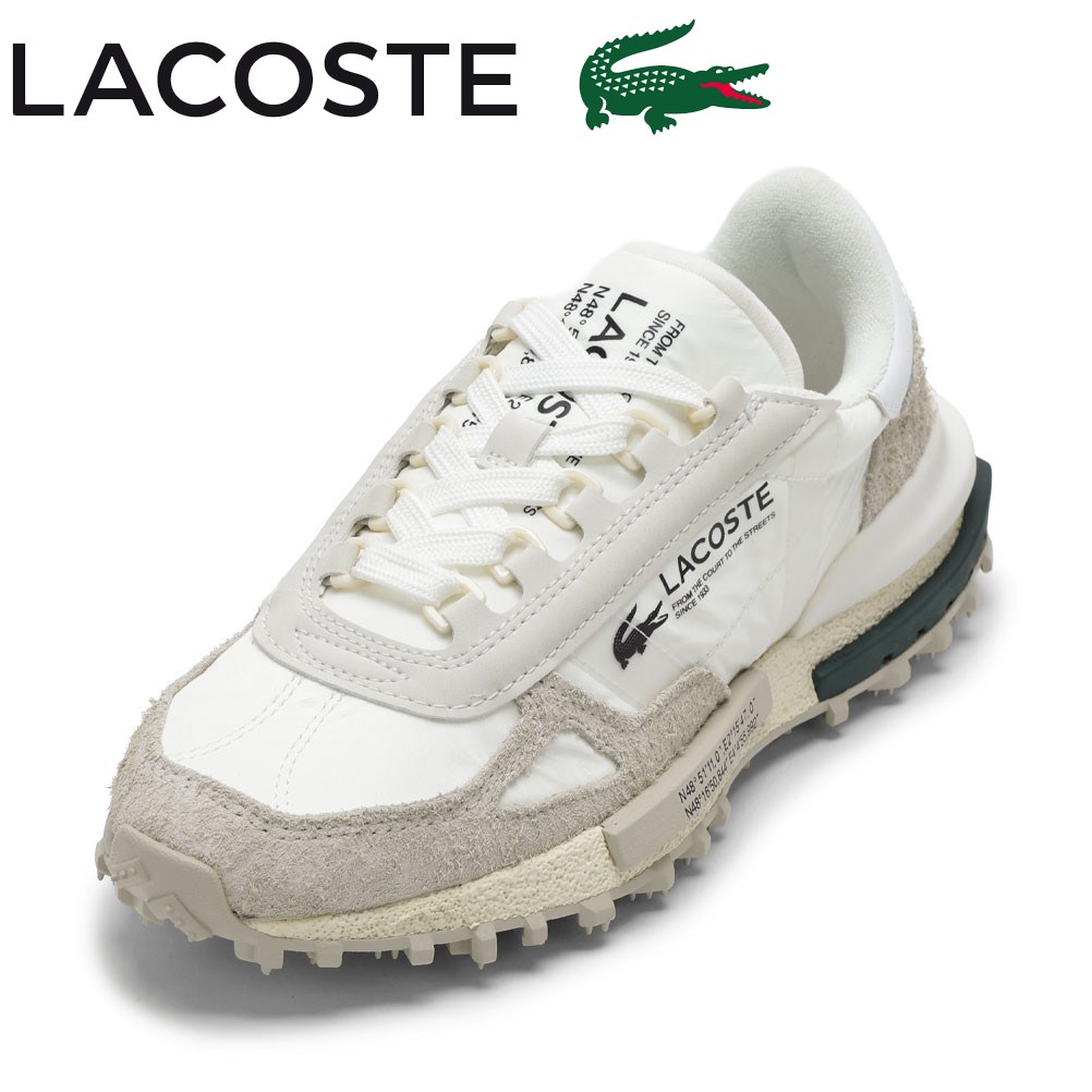 ラコステ LACOSTE 46SFA0008 レディース靴 靴 シューズ 2E相当 スニーカー アウトドア シューズ スパイク グリップ力 ELITE ACTIVE 223 1 SFA ナイロン スエード ヴィンテージ ローカットスニーカー 人気 ブランド ホワイト×グリーン