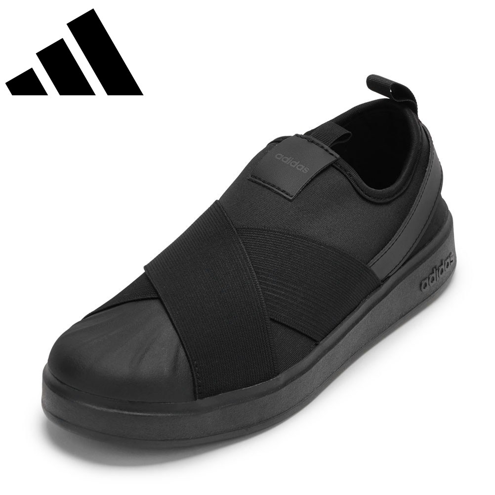 アディダス adidas KK0375L レディース靴 靴 シューズ 2E スニーカー スリッポン クッション性 伸縮性 ストレッチ ゴム 低反発 STREETTALK SLIPON 柔らかい フィット ローカットスニーカー 人気 ブランド ブラック×ブラック