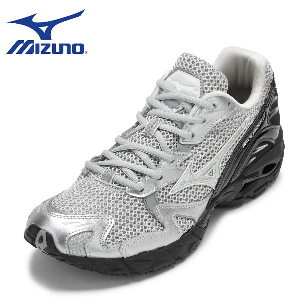 【全品P5倍!21日~24日】ミズノ MIZUNO D1GA261602 メンズ靴 靴 シューズ 2E スニーカー ランニング シューズ 軽量 クッション性 衝撃吸収 RIDER10 耐久性 柔らかい ローカットスニーカー 人気 ブランド シルバー|靴・チヨダ店