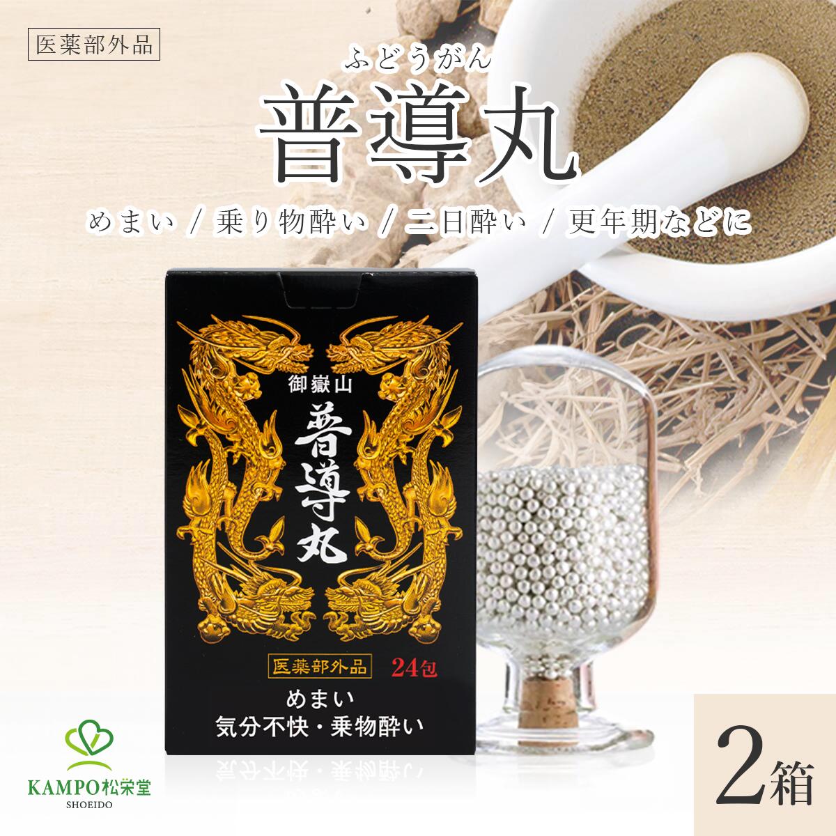【LINE追加で最大500円オフ】普導丸 ふどうがん 丸剤 20粒×24包 2箱 ゆらぎ世代 めまい 気分不快 嘔吐 吐き気 乗り物酔い 二日酔い 予防 防止 口臭 胸つかえ 暑気あたり 夏バテ 胸焼け 更年期 漢方 生薬 サプリ サプリメント 医薬部外品 黒パッケージ 日野製薬