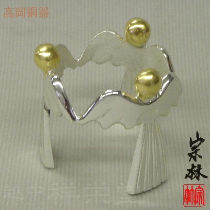 越中祥栄堂製 金谷宗林作 高岡 唐銅蓋置 ふたおき三天使 木箱入り 茶道具 Bla Org Bw