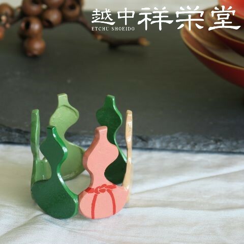 金谷宗林作 高岡 唐銅蓋置六瓢 本漆 木箱入り 茶道具