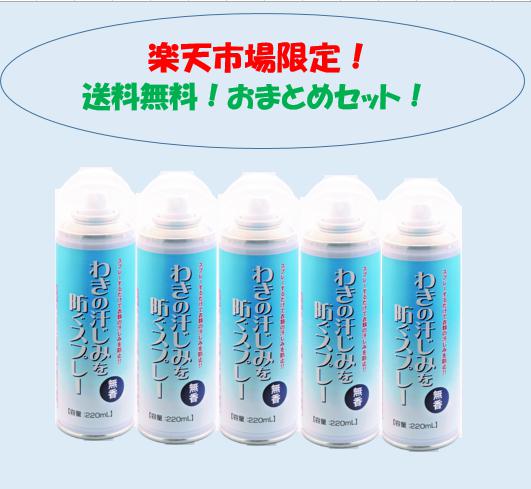 わきの汗じみを防ぐスプレー220mL　5本セット【送料無料】
